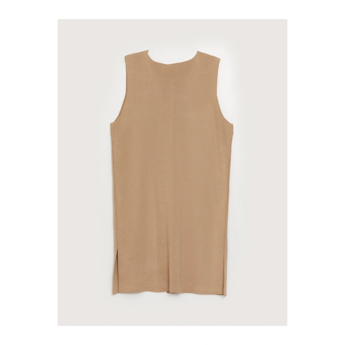 Bisiklet Yaka Düz Kadın Triko Yelek