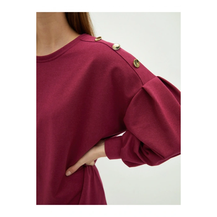 Bisiklet Yaka Düz Uzun Kollu Kadın Elbise