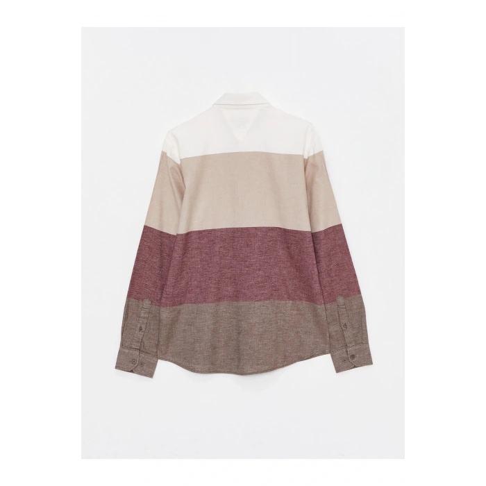 Slim Fit Uzun Kollu Renk Bloklu Erkek Gömlek