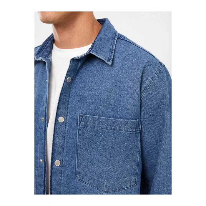 Regular Fit Uzun Kollu Erkek Jean Gömlek