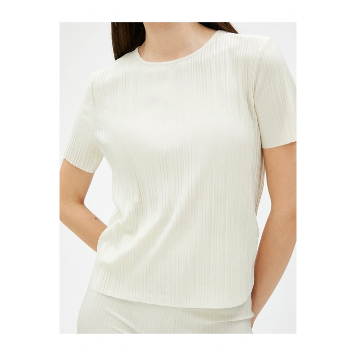 Piliseli Tişört Kısa Kollu Bisiklet Yaka