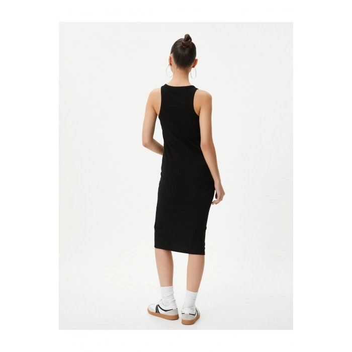 Kalem Elbise Halter Yaka Pamuklu Fitilli