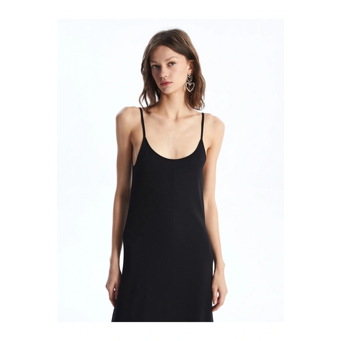 U Yaka Düz Askılı Kadın Elbise