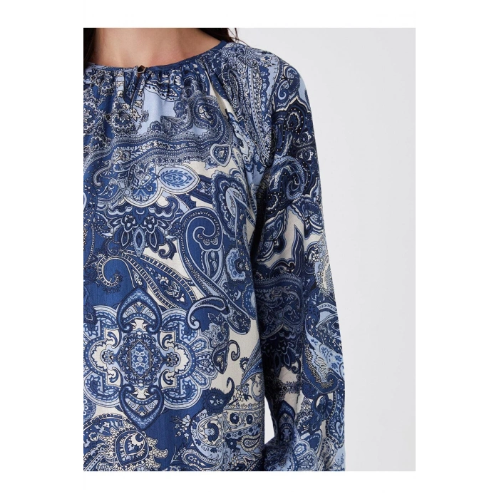 LCW Grace Bisiklet Yaka Çiçekli Uzun Kollu Kadın Elbise