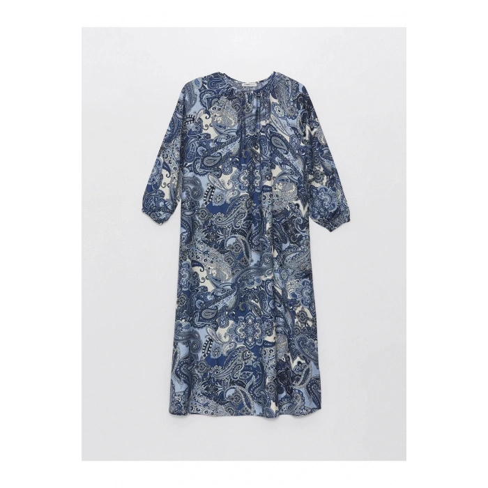 LCW Grace Bisiklet Yaka Çiçekli Uzun Kollu Kadın Elbise