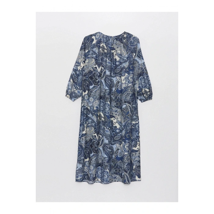 LCW Grace Bisiklet Yaka Çiçekli Uzun Kollu Kadın Elbise