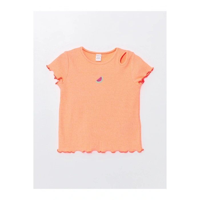 Bisiklet Yaka Kısa Kollu Baskılı Kız Bebek Tişört