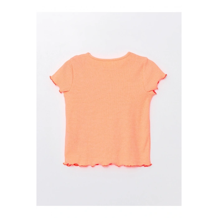 Bisiklet Yaka Kısa Kollu Baskılı Kız Bebek Tişört