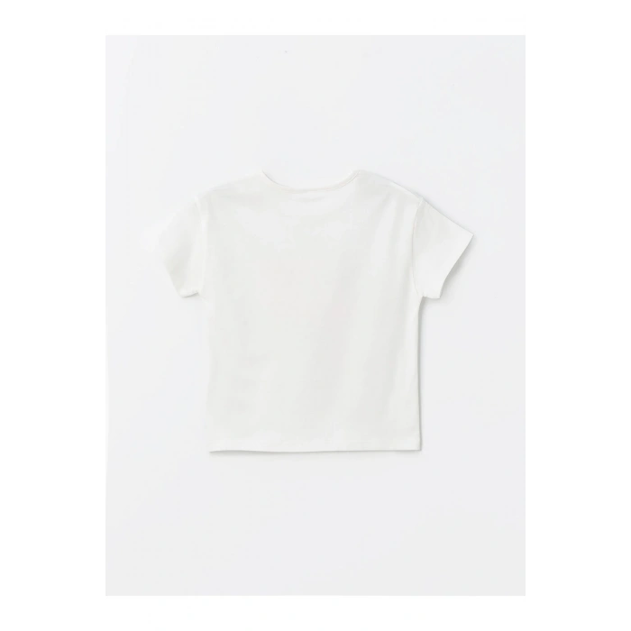 Bisiklet Yaka Baskılı Kısa Kollu Kız Bebek Tişört