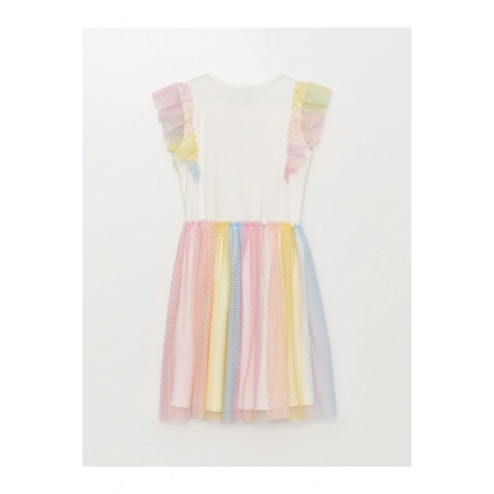 Bisiklet Yaka Baskılı Kız Çocuk Elbise