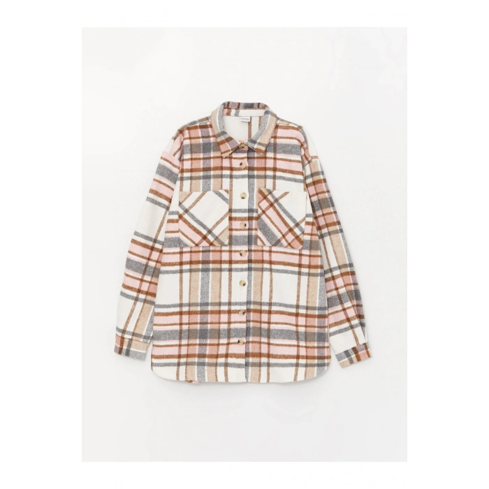 Ekose Uzun Kollu Kız Çocuk Gömlek Ceket