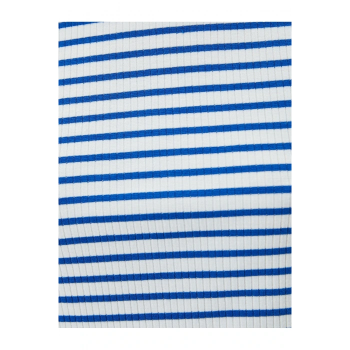 Crop Tişört Slim Fit Ribanalı Kısa Kollu Bisiklet Yaka