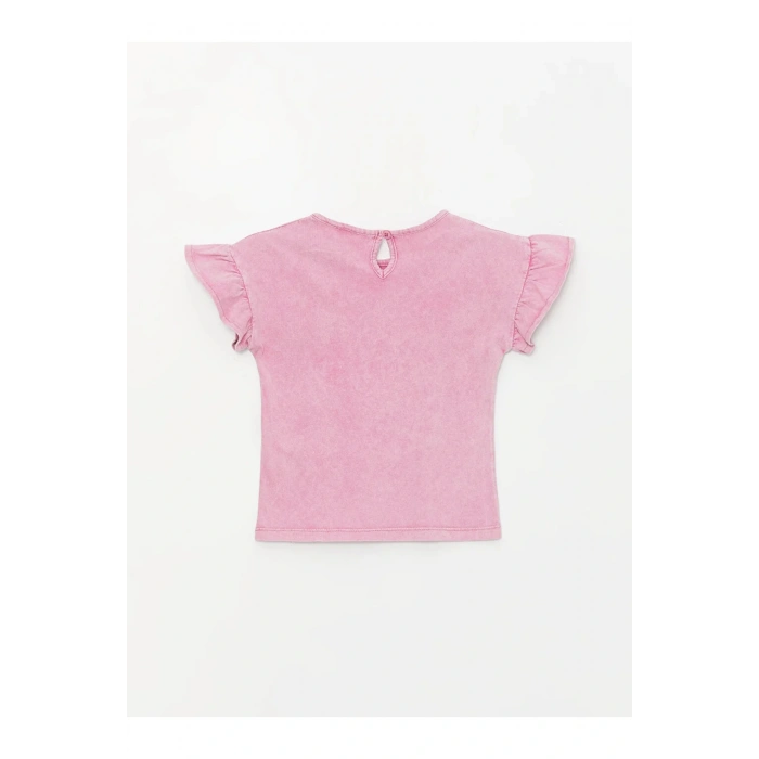 LCW baby Bisiklet Yaka Nakışlı Kız Bebek Tişört