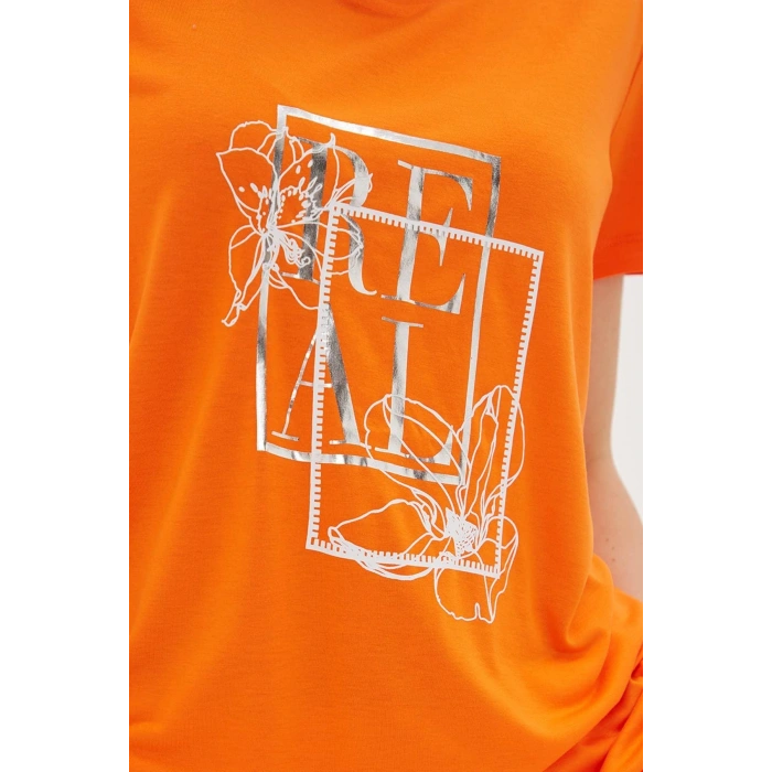 Baskılı T-shirt Turuncu