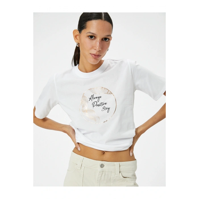 Baskılı Tişört Bisiklet Yaka Kısa Kollu Pamuklu Standart Kesim