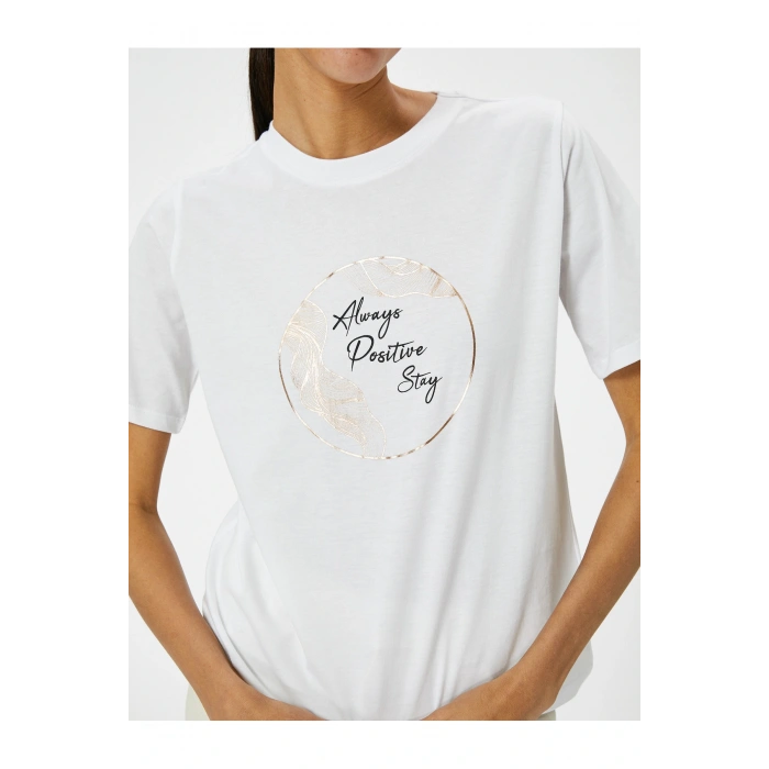 Baskılı Tişört Bisiklet Yaka Kısa Kollu Pamuklu Standart Kesim