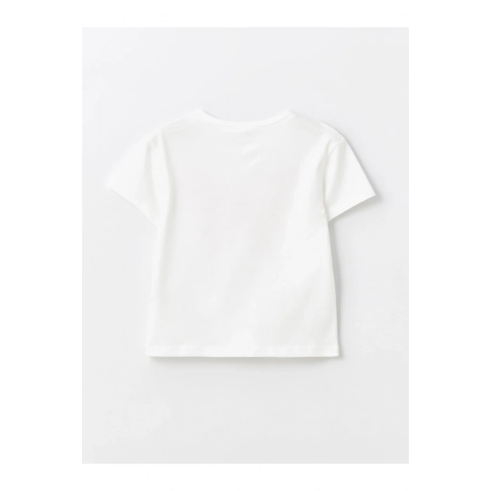 Bisiklet Yaka Kısa Kollu Baskılı Kız Bebek Tişört ve Tayt 2li Takım