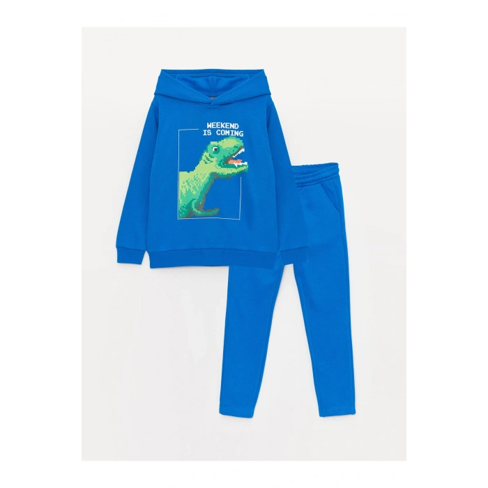 Baskılı Uzun Kollu Erkek Çocuk Hoodie ve Eşofman Altı