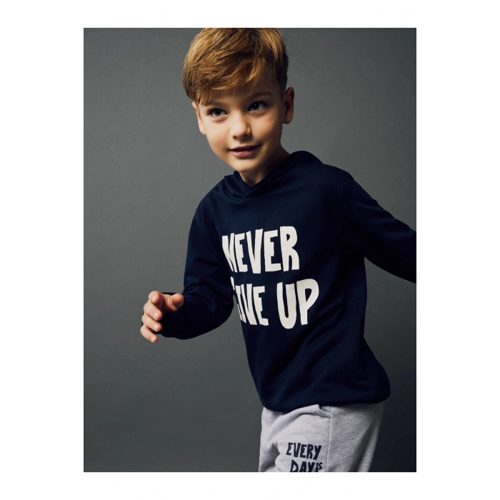 Baskılı Uzun Kollu Erkek Çocuk Hoodie ve Eşofman Altı