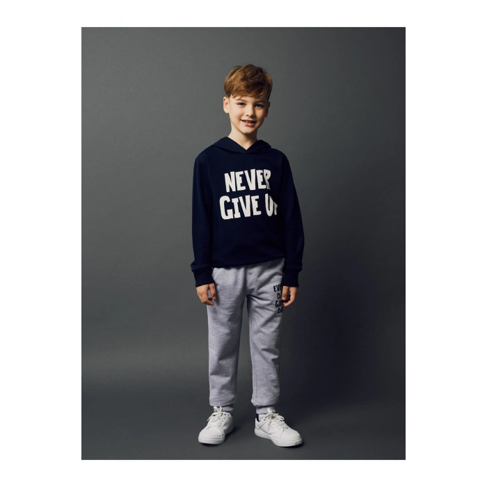 Baskılı Uzun Kollu Erkek Çocuk Hoodie ve Eşofman Altı