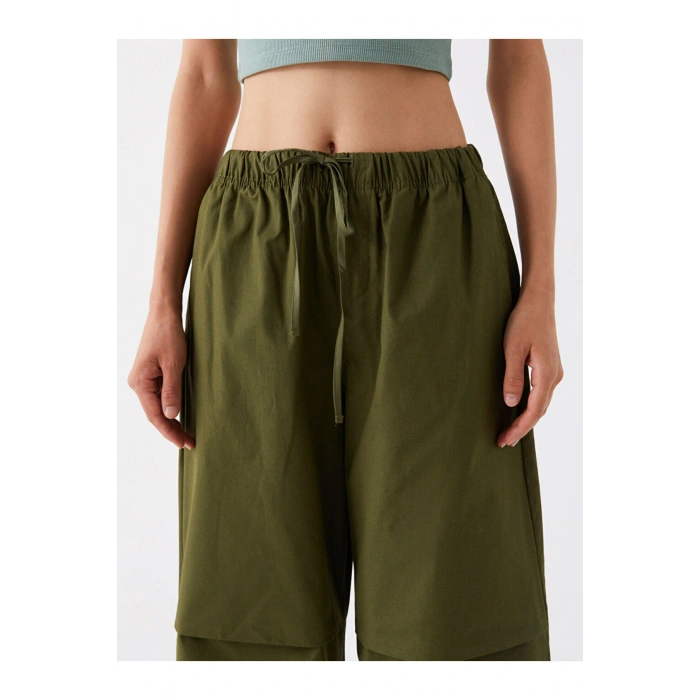 Kadın Beli Lastikli Düz Paraşüt Pantolon