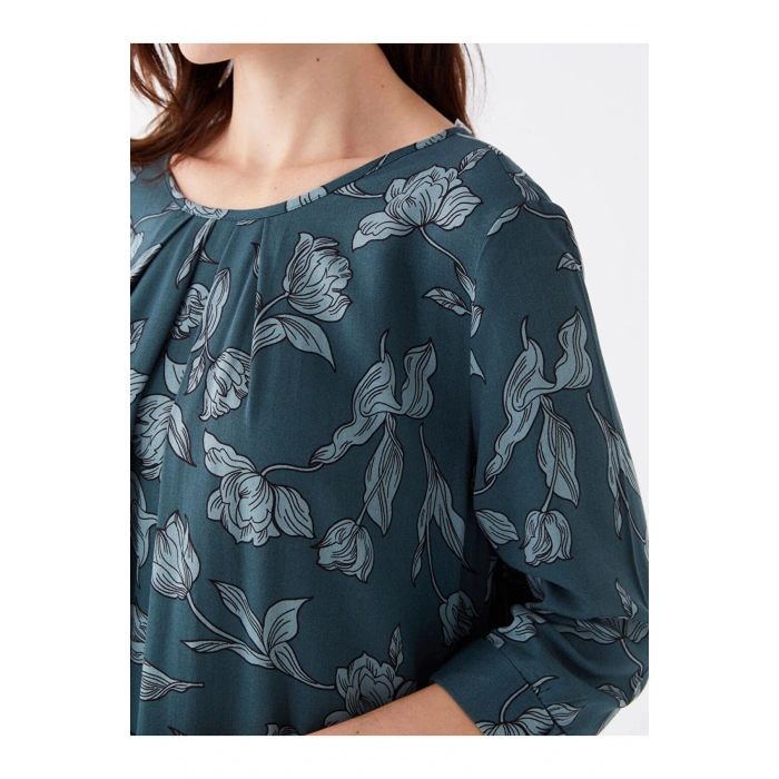 Bisiklet Yaka Desenli Kadın Elbise