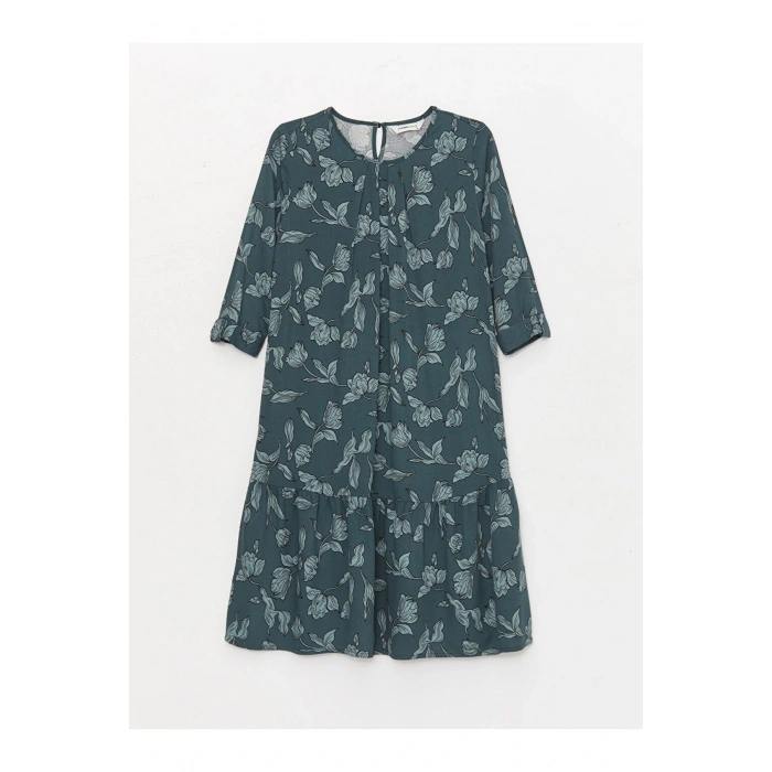 Bisiklet Yaka Desenli Kadın Elbise