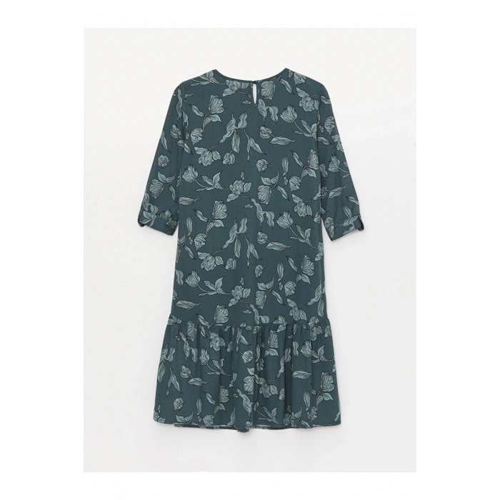 Bisiklet Yaka Desenli Kadın Elbise