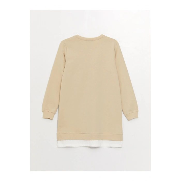 Bisiklet Yaka Baskılı Uzun Kollu Kadın Tunik