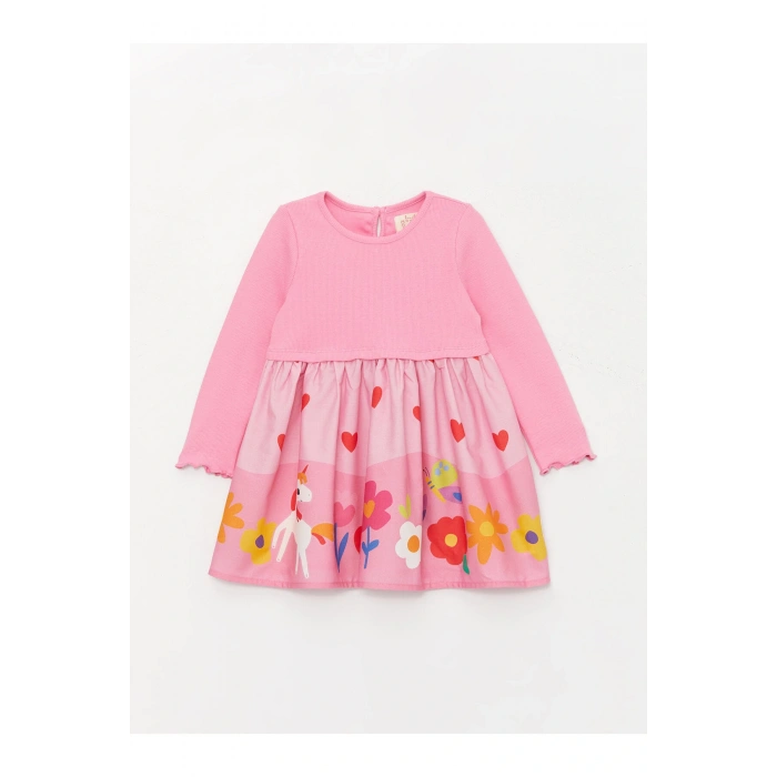 Bisiklet Yaka Kız Bebek Elbise