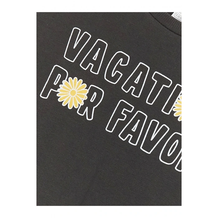 Lcw Baby Haki Bisiklet Yaka Uzun Kollu Baskılı Kız Bebek Sweatshirt