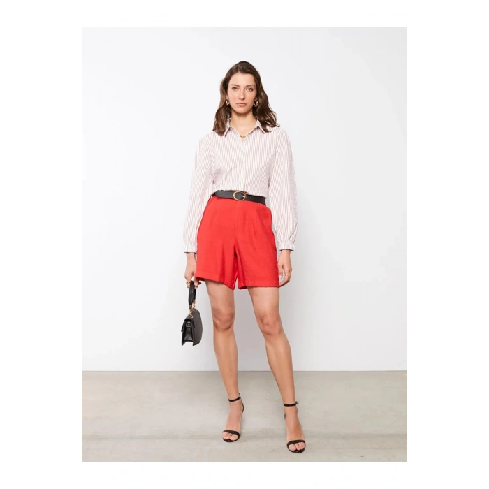 Beli Lastikli Düz Cep Detaylı Kadın Şort