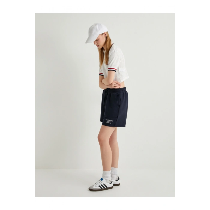 Mini Şort Cepli Rahat Kalıp Beli Bağlamalı