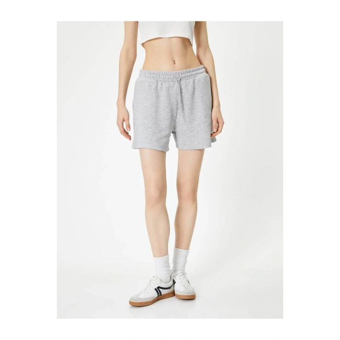 Basic Şort Beli Bağlamalı Cepli  4sal40005ık Gri Melanj