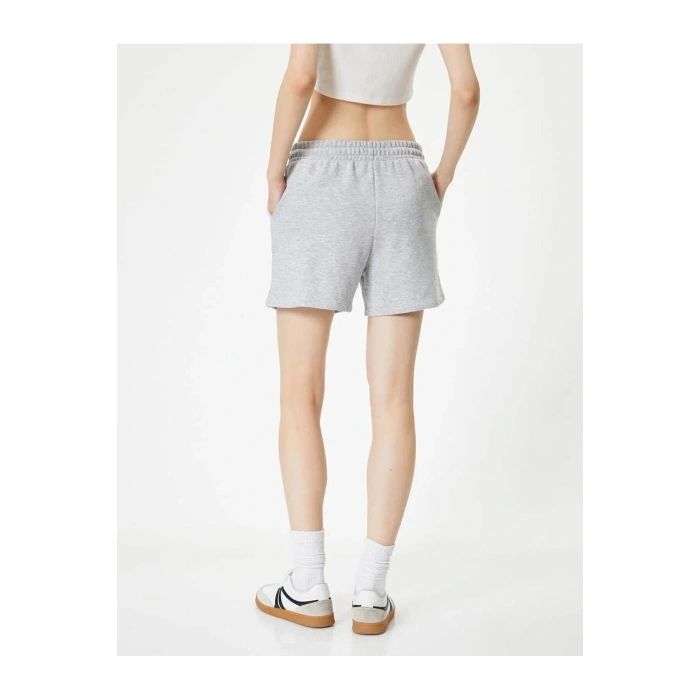 Basic Şort Beli Bağlamalı Cepli  4sal40005ık Gri Melanj