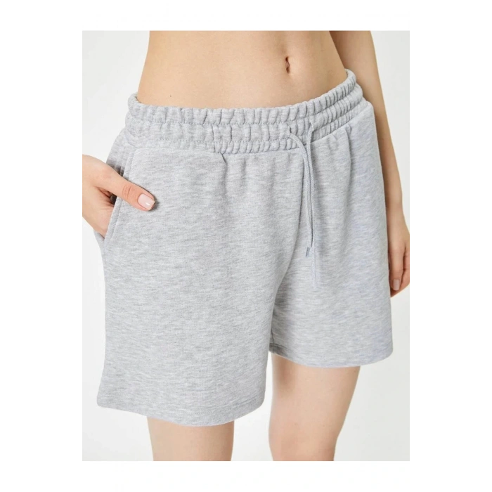 Basic Şort Beli Bağlamalı Cepli  4sal40005ık Gri Melanj