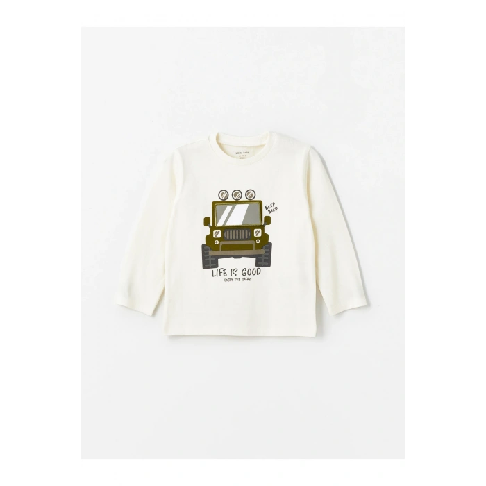 Bisiklet Yaka Uzun Kollu Erkek Bebek Tişört ve Eşofman Alt  2li