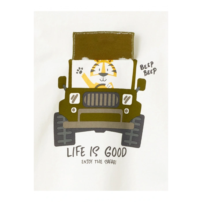 Bisiklet Yaka Uzun Kollu Erkek Bebek Tişört ve Eşofman Alt  2li