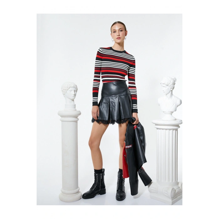 Triko Kazak Bisiklet Yaka Uzun Kollu Fitilli