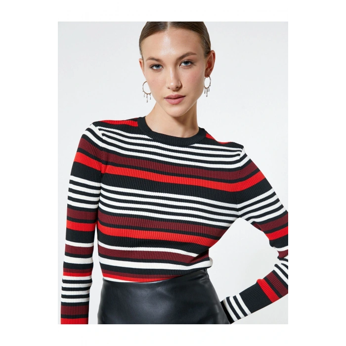 Triko Kazak Bisiklet Yaka Uzun Kollu Fitilli