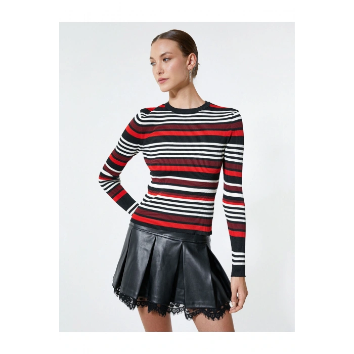 Triko Kazak Bisiklet Yaka Uzun Kollu Fitilli