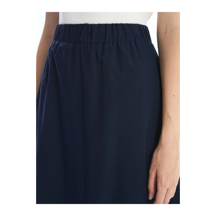 Lw - Beli Lastikli Düz Poplin Kadın Etek