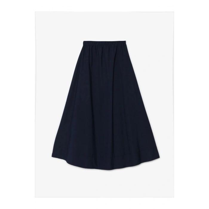 Lw - Beli Lastikli Düz Poplin Kadın Etek