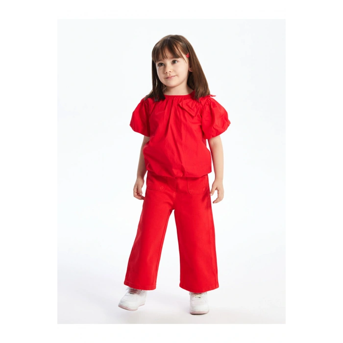 Basic Geniş Paça Gabardin Kız Bebek Pantolon