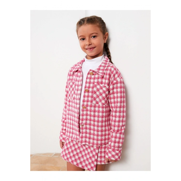 Ekose Uzun Kollu Kız Çocuk Gömlek Ceket