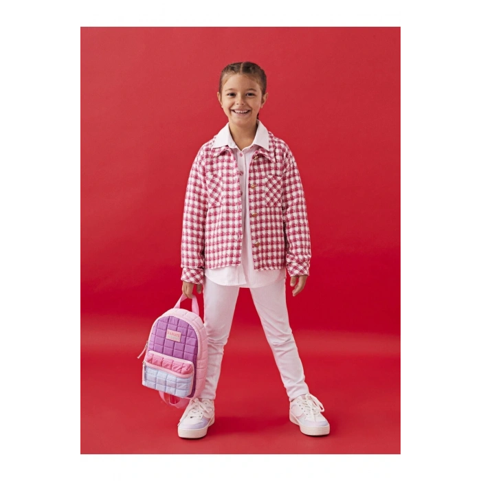 Ekose Uzun Kollu Kız Çocuk Gömlek Ceket