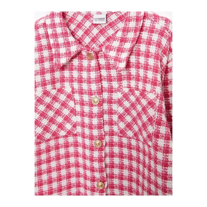 Ekose Uzun Kollu Kız Çocuk Gömlek Ceket