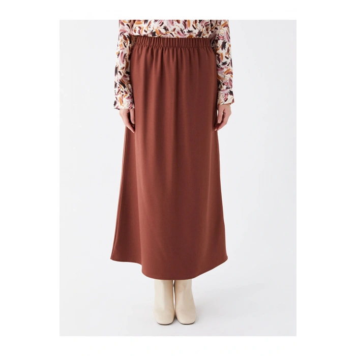 Kadın Beli Lastikli Düz Etek