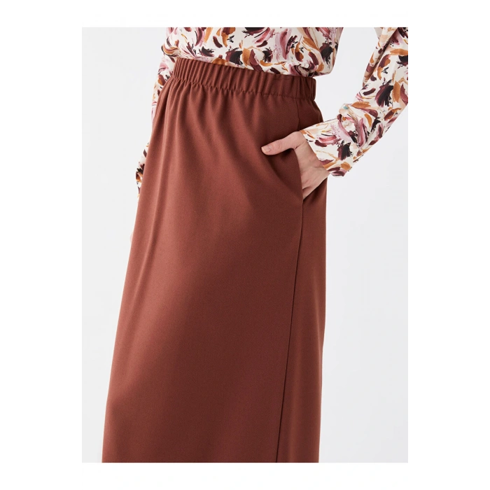 Kadın Beli Lastikli Düz Etek