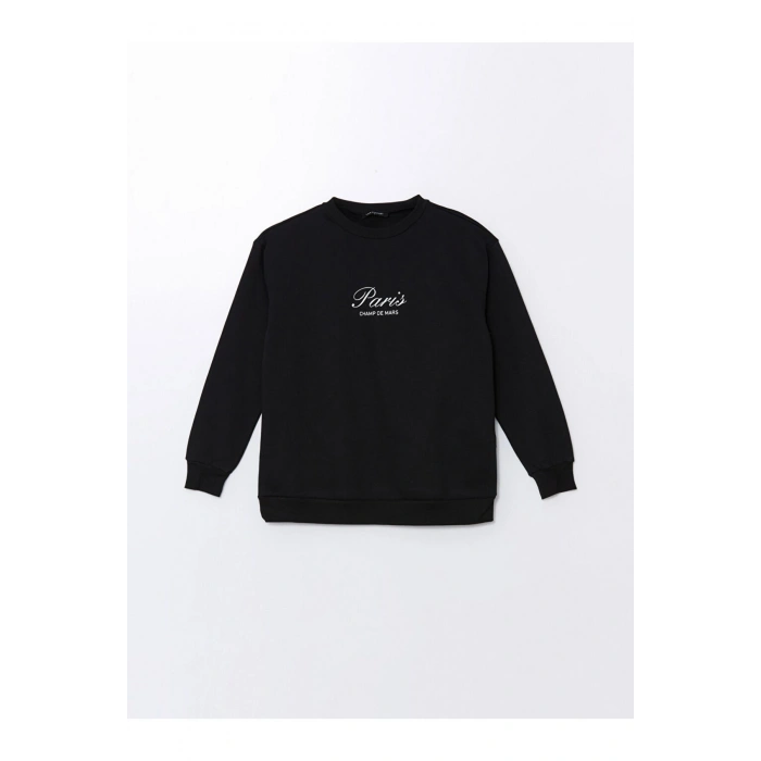 LCW Bisiklet Yaka Baskılı Hamile Sweatshirt